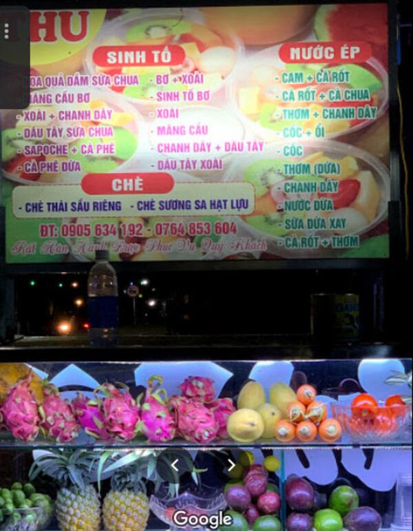 Quán nước ép, sinh tố Thu