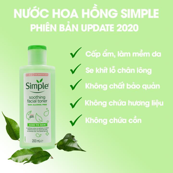 Nước hoa hồng Simple Toner làm dịu và cân bằng độ ẩm cho da - lành tính