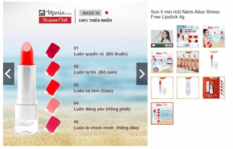 Son lì mịn môi Naris Ailus Stress Free Lipstick