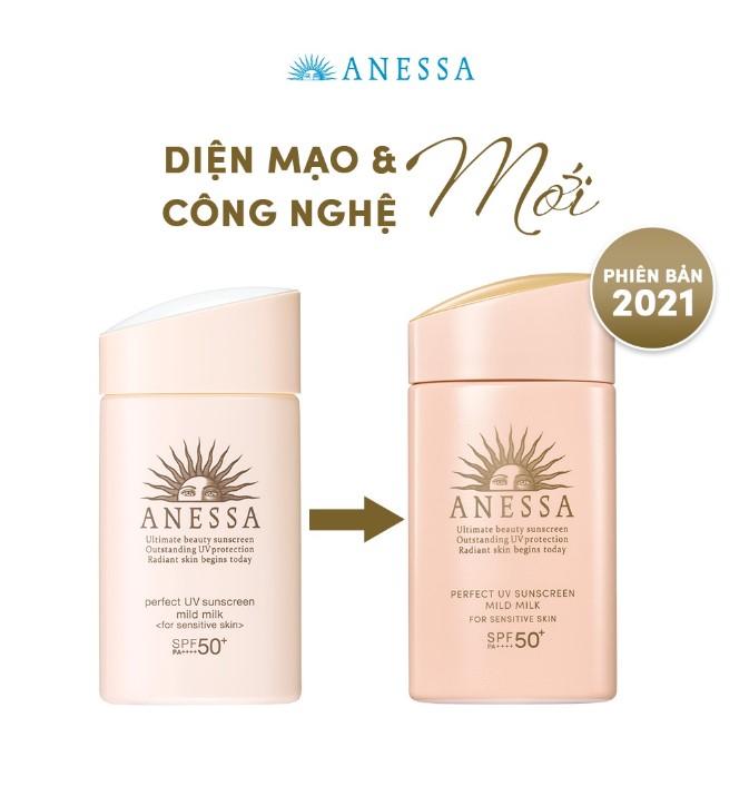 Sữa chống nắng Anessa Perfect UV Sunscreen Mild Milk cho da nhạy cảm UV SPF50+/PA++++