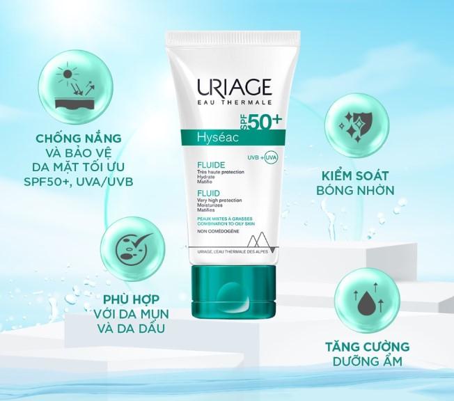 Sữa chống nắng cho da dầu, mụn Uriage Hyséac SPF50+ UVB+UVA Fluide