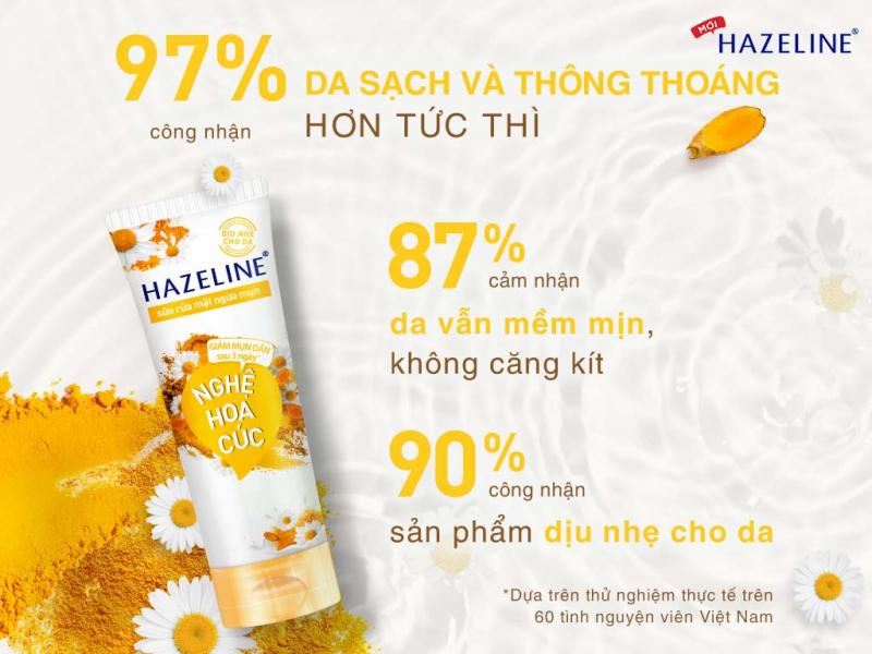 Sữa rửa mặt nghệ hoa cúc trị mụn Hazeline