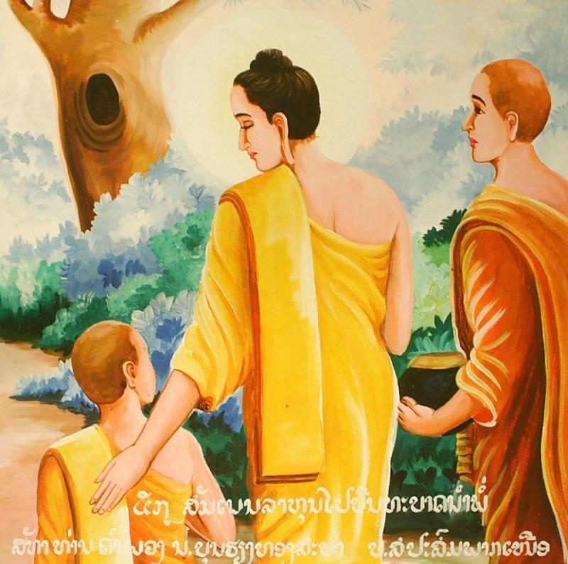 Trong “Đại kinh Giáo Giới Rāhula” (M.i,62), Đức Thế Tôn nhân buổi đi khất thực tại Sāvatthi (Xá-vệ) cùng Tôn giả Rāhula (khi ấy đã được 18 tuổi), đã dạy Rāhula đối với Năm uẩn, Bốn đại… “Phải quán sát như thật với chánh trí tuệ: cái này không phải của ta, cái này không phải là ta, cái này không phải tự ngã của ta” [10]. Tôn giả quyết tâm nỗ lực tu tập, thực hành các thiện pháp ngõ hầu thăng tiến trên con đường tâm linh