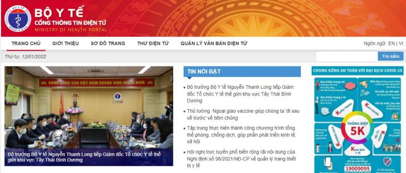 Cổng thông tin điện tử Bộ Y Tế