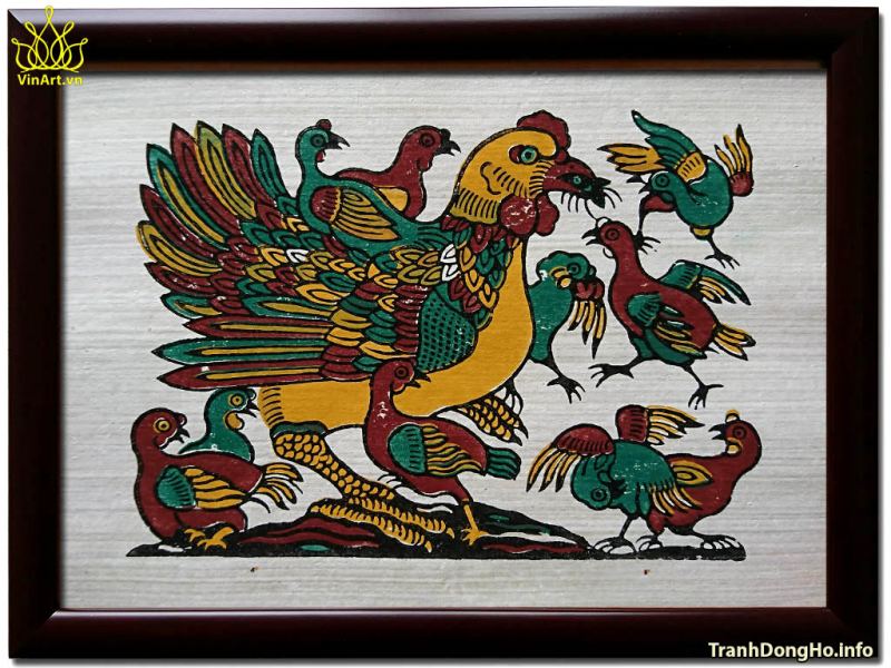 Tranh dân gian Đàn gà mẹ con