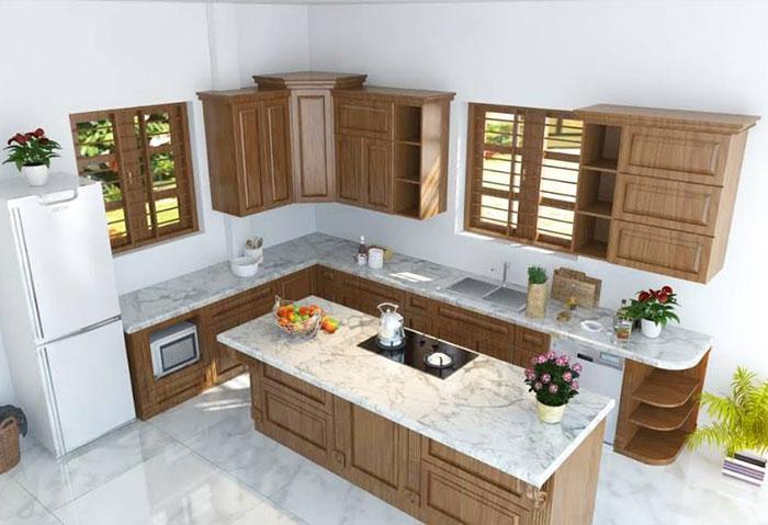 Tủ bếp cổ điển kiểu dáng chữ U hiện đại FNL902 (Ảnh minh họa)