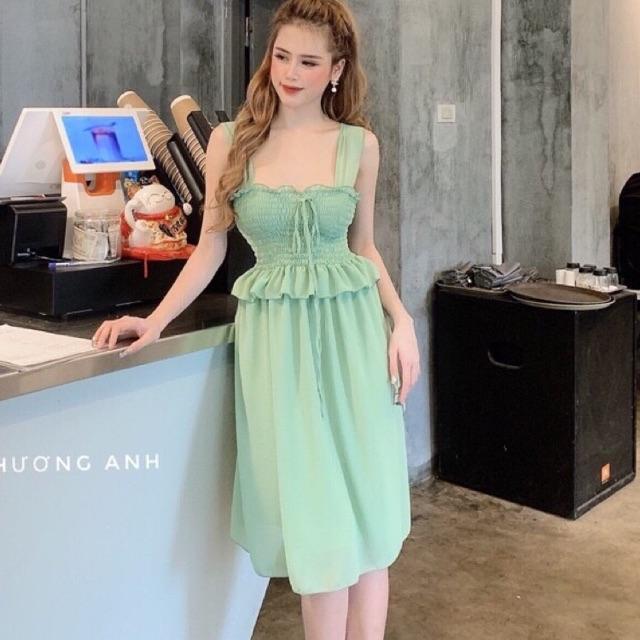 Váy hai dây chun ngực