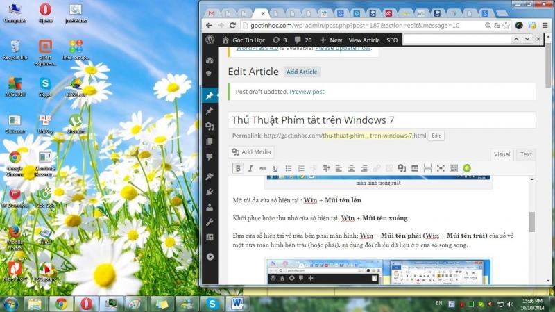 Thu nhỏ cửa sổ với tổ hợp Windows + Mũi tên xuống