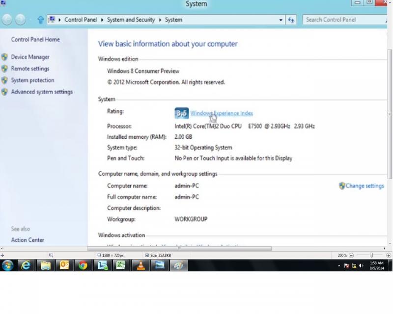 Tới hôp thoại System Properties với Windows + Pause/Break