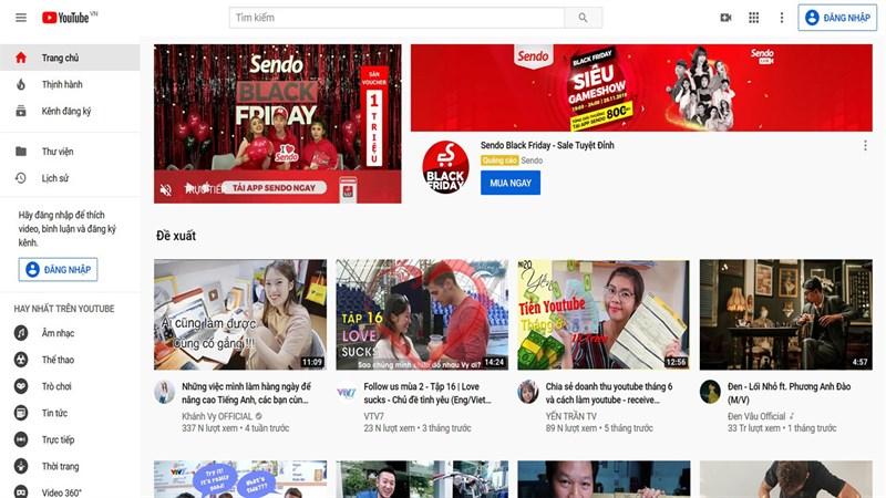 Giao diện của Youtube